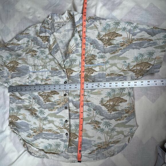 RIP CURL Womens Sz S Khaki Tropical Island Shirt Top Button Up Linen Blend - Picture 6 of 7